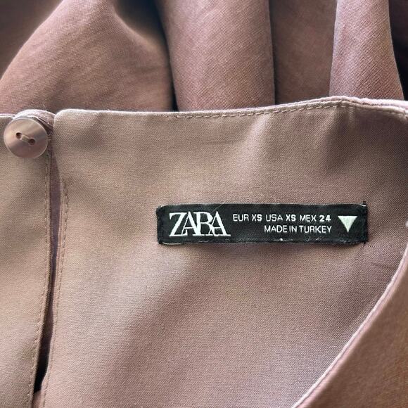 Zara Long Sleeve Blouson Mini Dress in Dusty Mauve Tobi Style - Picture 7 of 8